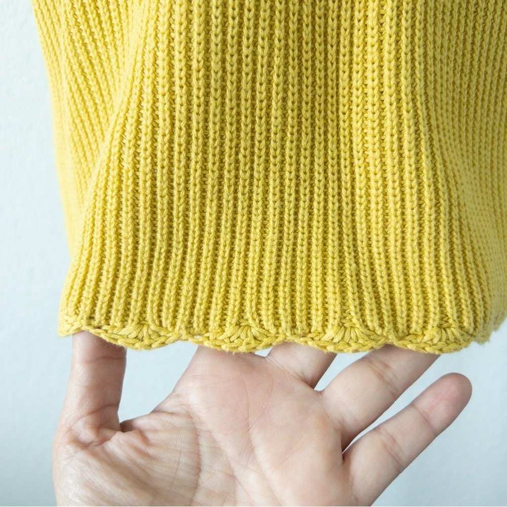 Moth Anthropologie Mustard‎ Yellow Ribbed Scalloped Square Neck Knit Tank Large - Picture 8 of 10